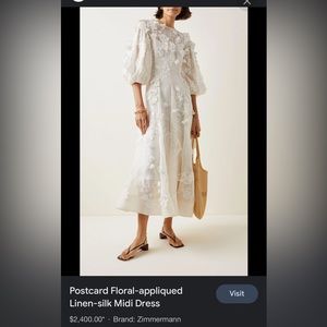 Zimmermann white postcard floral appliqué dress